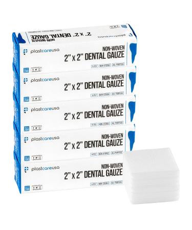 1000 4 Ply 2x2 Inch Non Woven Sponges, Non Sterile Dental Gauze, Esthetic Wipes, 5 Packs of 200 200 Count (Pack of 5)