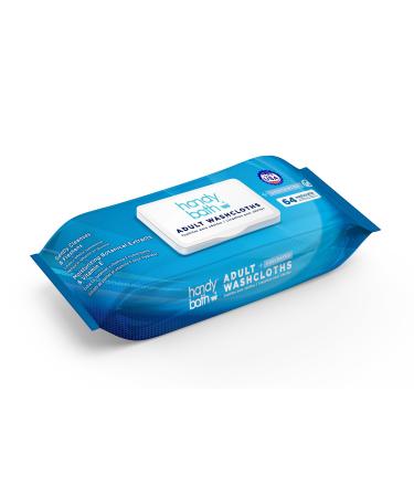 HandyBath Adult Washcloths Unscented, Cleaning Wipes with Aloe Vera and Chamomile, 64 Wipes - Senior Care, Outdoor Activities, Travel Essentials