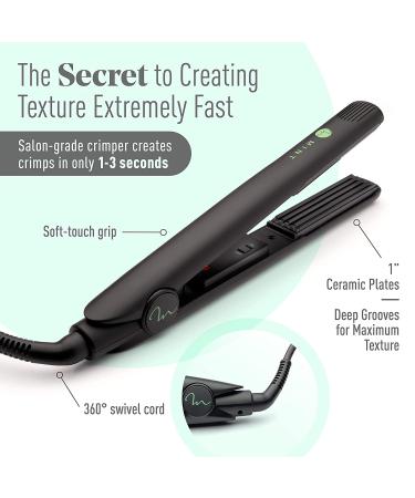 MINT Professional Series 1 Inch Hair Crimper Iron | Deeper Ceramic Plates for Fast Crimps - Maximum Volume and Root Lift - Dual-Voltage Travel-Ready - Buy Online on SooperMarket.com