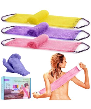 ATTEASAY 5-Pack African Exfoliating Net African Net Sponge African Bath Sponge African Net Long Net Exfoliating Shower Body Scrubber Back Scrubber Skin Smoother for Daily Shower Bathing Exfoliating