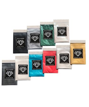 Variety Pack 2 (10 Colors) Black Diamond Pigments Multipurpose DIY Arts and Crafts Additive | Natural Bath Bombs Resin Art Slime Epoxy Soap Nail Polish