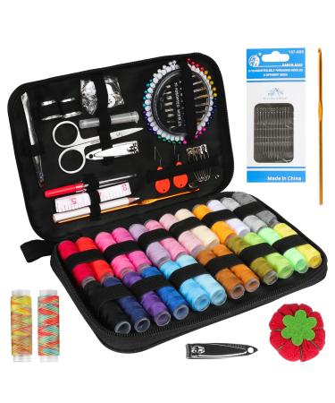 Quilting Thread Sewing for Adults 26 Color Threads Needle and Thread Sewing DIY Beginners Kids Scissors Nail Clippers Thimble and Clips Etc Travel for Emergency Repairs
