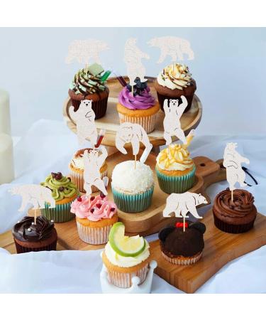 Cyodoos 24Pcs Polar Bear Cupcake Toppers for Birthday Wedding Party Baby Shower Sea Bear Cupcake Picks Winter Party Themed Party Decoration Supplies white White 2 - Buy Online on SooperMarket.com