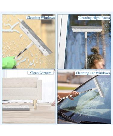Kioiner Silicone Water Scraper with Long Handle Professional Shower Scraper Squeegee Adjustable Floor Squeegee for Cleaning Washing Drying Shower Glass Garage Windshield Window - Buy Online on SooperMarket.com