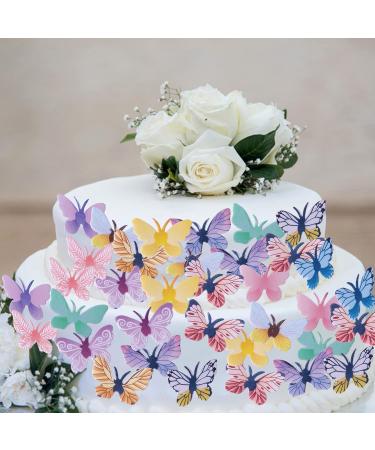 Rsstarxi 72 Pack Edible Butterfly Cupcake Toppers 3D Colorful Butterfly Cupcake Picks Realistic Butterfly Dessert Cake Decorations for Baby Shower Wedding Birthday Party Decorations Design 3 - Buy Online on SooperMarket.com