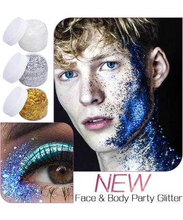 3Pcs Holographic Body Glitter Gel with 3 Makeup Brushes 50ml Mermaid Sequins Sparkling Liquid Eyeshadow Sequins Glitter for Face Body Eye Hair DIY Art Festival Party Makeup Decoration - Buy Online on SooperMarket.com