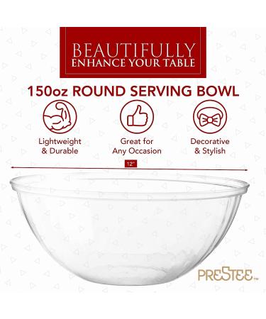 Clear Plastic Serving Bowls 150 Oz. 4 Pack - Round Disposable Bowls | Punch Bowl, Party, Chip & Candy Bowls | Large Salad Bowl Dish - Ideal for Salads, Parties, and Food Serving - Buy Online on SooperMarket.com