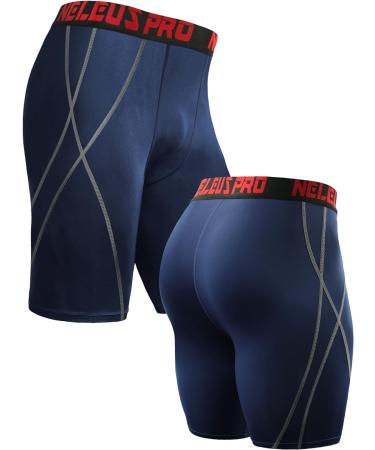 NELEUS Men's 3 Pack Compression Shorts XL - Black/Red/Grey/Navy Blue - Buy Online on SooperMarket.com