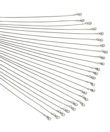 Forise 24 Pcs Necklace Chains with Lobster Clasps 1.2mm Silver Plated Snake Necklace Chains for Jewelry Making,18 Inch silver 18inches