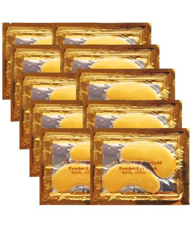 KAIQIKAIXI 10 Pairs Gold Gel Under Eye Patches Pairs Under Eye Mask With Hyaluronic Acid Hydrolyzed Collagen Reduce Dark Circles Puffy Eyes Undereye Bags Wrinkles