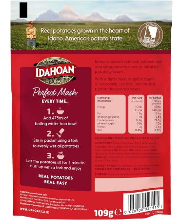 Idahoan Perfect Mash Buttery 109g - Creamy and Delicious Instant Mashed Potatoes - Buy Online on SooperMarket.com