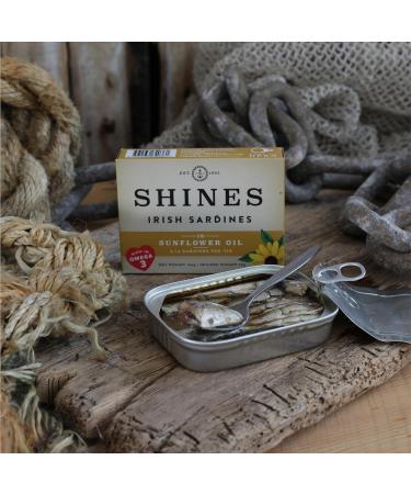 Shines Tinned Irish Sardines in Sunflower Oil - Pilchards - 12 x 106g Cans - Buy Online on SooperMarket.com