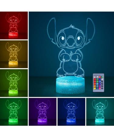 Hoofun 3D Illusion Stitch Nachtlicht: Hint Light with remote control and smart touch Lilo and Stitch gifts stitch lamp stitch room decor for girls birthday christmas stitch gifts 16 colors