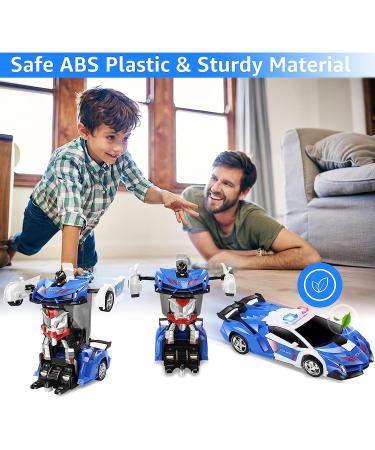 FAFUGANIA Remote Control Car Transform Robot RC Car - 2.4Ghz, 360 Degree Rotating, Drifting Police Toy 1:18 Scale Boys Blue - Buy Online on SooperMarket.com