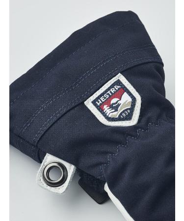 Hestra Army Leather Heli Ski Junior Mitt | Waterproof Insulated 3-Finger Kids Gloves - Navy 5 - Buy Online on SooperMarket.com