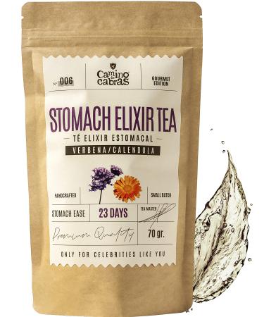 N 006 STOMACH ELIXIR TEA - Gut Health - Indigestion & Bloating Relief Peppermint Tea Chamomile Fennel Liquorice Root Anise Calendula Verbena Carrot Stomach Ease Detox Herbal Tea Infusion 70g Stomach Ease Tea