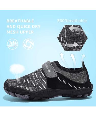 HIITAVE Kids Water Shoes - Quick Drying Aqua Sneakers, Dark/Gray, Big Kid Size 3 - Buy Online on SooperMarket.com