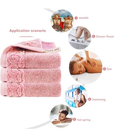 Luxury Cotton Washcloths 6 Pack - Large Hotel Spa Bathroom Face Towel (Pink) - Buy Online on SooperMarket.com