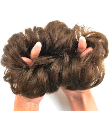 1 Piece Messy Hair Bun Chignon Ponytail in Medium Brown - Wavy Curly Hair Scrunchie Extension for Women - Buy Online on SooperMarket.com