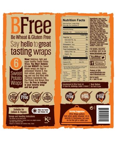 BFree Sweet Potato Wrap Tortillas - Gluten Free, Wheat Free, Vegan, Dairy Free (Pack of 2) - Buy Online on SooperMarket.com