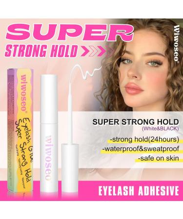 Super Strong Hold Eyelash Glue - Clear Adhesive for Strip & Lash Extensions - Fast Drying Waterproof Long Lasting (5ml) - B-Eyelash Glue - Buy Online on SooperMarket.com