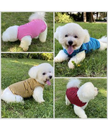 Dog Shirts Cotton Striped T-Shirts  Breathable Basic Vest for Puppy and Cat  Super Soft Stretchable Doggy Tee Tank Top Sleeveless  Fashion & Cute Color for Boys and Girls (M  Pink+Green) Medium Pink+Green - Buy Online on SooperMarket.com