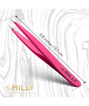 MILLY Pointed Tweezers - 100% German Steel Precision Tweezers for Ingrown Hair and Facial Hair Removal - Hand-Filed Pink Tweezers - Buy Online on SooperMarket.com