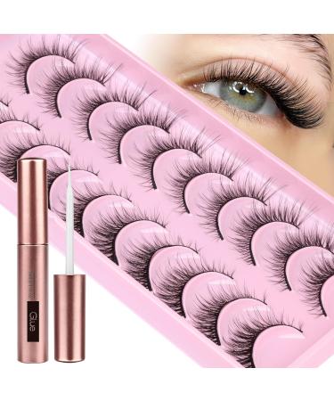 Wispy False Eyelashes with Eyelash Glue Cat Eye Lashes Natural Look 10 Pairs Reusable Eyelashes 3D Fake Strip Lashes with 5ML Lash Glue Cat Eye Natual - Buy Online on SooperMarket.com