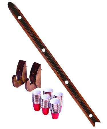 GoPong Slamski - Retro and Vintage Wood Design 4 Person Drinking Ski with 50 Plastic Shot Glasses Original Das Shottenski