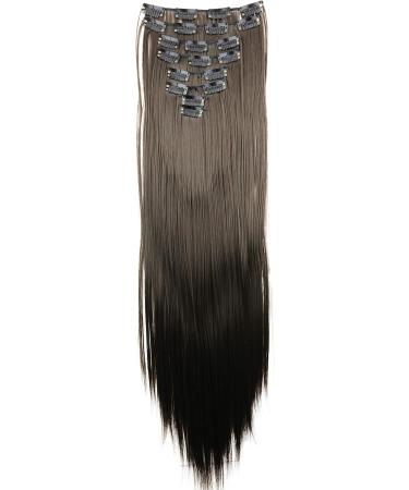 CAISHA by PRETTYSHOP XXL 24 Straight Brown Clip In Hair Extensions 8 Pieces Set - #8 Brown | CES2 - Buy Online on SooperMarket.com