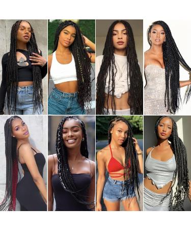 Xusuperb 36 Inch Extra Long Pre-Stretched Braiding Hair - 1B Black Knotless Yaki-Texture Extensions | 6 Pack Kanekalon Synthetic Braids - Buy Online on SooperMarket.com
