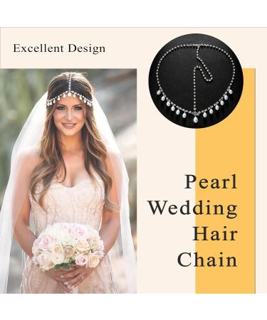 YAEISM Silver Head Chain Pearls Pendant Headpiece Sparkly Rhinestone Boho Headpiece Shiny Tassel Hair Chain Bridal Party Costume Hair Accessories for Women and Girls - Buy Online on SooperMarket.com