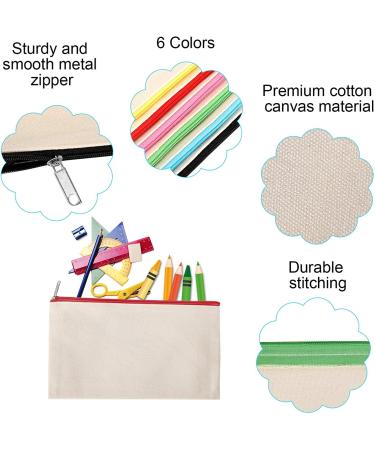 Sinzip 12-Piece Cotton Canvas Makeup Bag Set | Multipurpose Cosmetic & Travel Toiletry Pouch with Zipper | DIY Craft & Pencil Bag | Small Size - Buy Online on SooperMarket.com