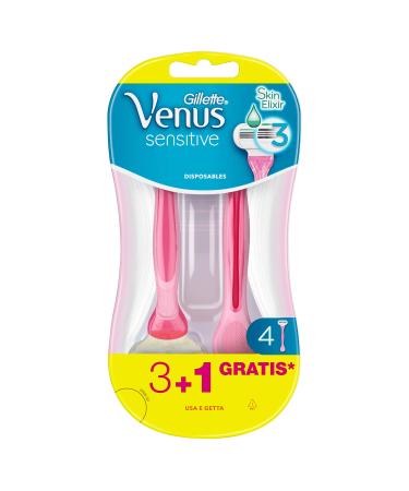 Gillette Venus Sensitive Razor for Women and Disposable 3 + 1 Razor 4 pieces (1 pack)