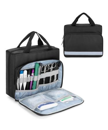Trunab Padded Stethoscope Case Small First Aid Kit Bag Empty Hold Two Stethoscopes Compatible with 3M Littmann/MDF/ADC Ideal for Home Car Camping and Hiking Balck Black