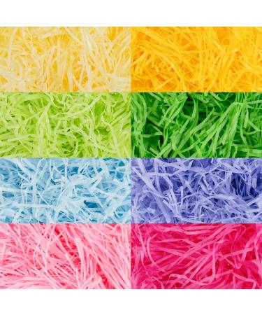 Whaline 11.3 oz Multicolor Easter Grass Raffia Paper Easter Basket Grass Craft Shredded Tissue Raffia Gift Filler for Baskets Egg Stuffers Spring Party Supplies Decorations (8 Colors)