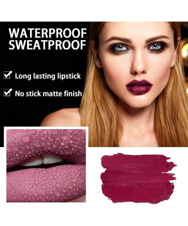 Long-Lasting Matte Plum Lipstick - Waterproof, Non-Stick Cup, Full-Coverage Lip Color for Women - Professional Cosmetics Makeup Gift - Buy Online on SooperMarket.com