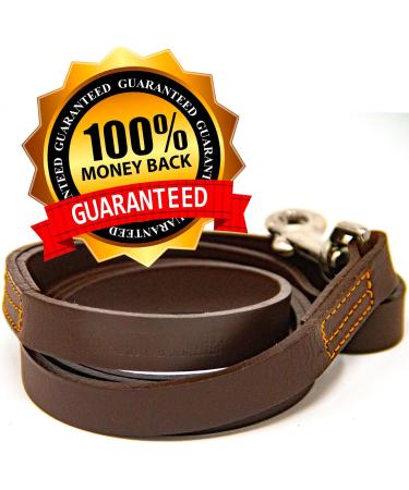 Logical Leather 4 Ft Dog Training Leash - Heavy Full Grain Brown Leather Lead - Buy Online on SooperMarket.com