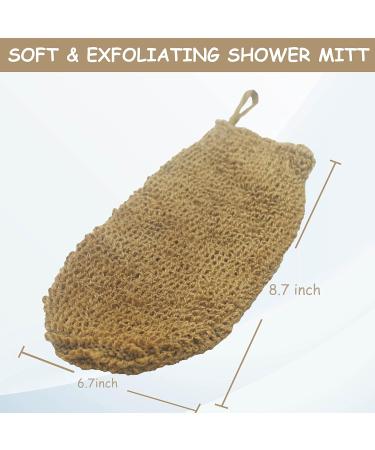2 Pack Natural Vegetable Fiber Exfoliating Hemp Flax Ramie Glove | Dual Sided Hand and Body Scrubber | Machine Washable | Brown - Buy Online on SooperMarket.com