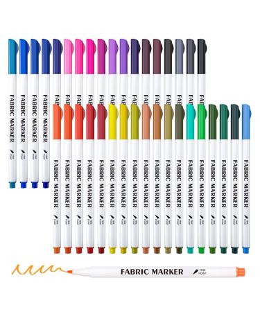 Fabric Markers  Lelix 36 Colors Permanent Fabric Pens for Writing Painting on T-Shirts Clothes Sneakers Canvas  Child Safe & Non-Toxic for Kids Adults