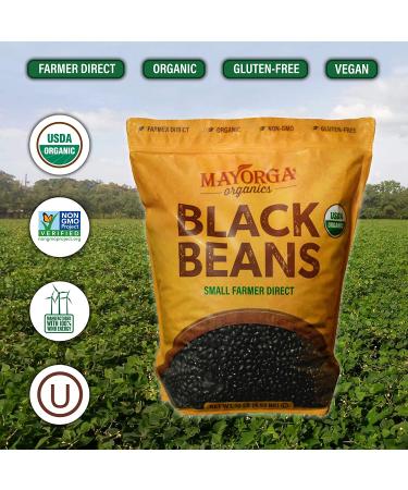 Mayorga Organic Dry Black Beans - USDA Certified, Non-GMO, Gluten-Free - 10 lb Resealable Bag | Direct Trade, Kosher - Frijoles Negros - Buy Online on SooperMarket.com