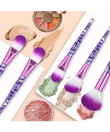 10-Piece Glitter Makeup Brush Set - Professional Acrylic Cosmetic Brushes for Eyes & Face - Violet - Buy Online on SooperMarket.com