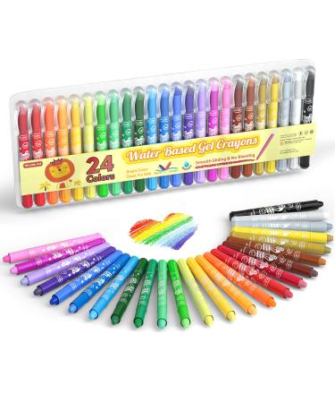 Shuttle Art 24 Colors Gel Crayons for Toddlers  Non-Toxic Twistable Crayons Set for Kids Children Coloring  Crayon-Pastel-Watercolor Effect  Ideal for Paper