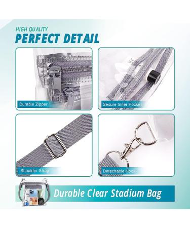 EASYFUN Clear Purse Bag Crossbody Bag with Front Pocket Stadium Approved Large for Adult Grey - Buy Online on SooperMarket.com