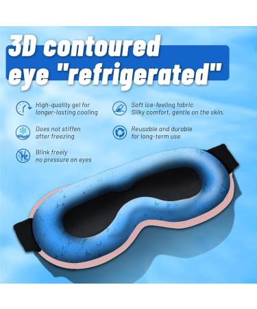 Cooling Gel 3D Sleep Eye Mask - Weighted Blackout Eye Mask for Dark Circles & Puffiness - Comfortable Reusable & Eyelash-Friendly - Relaxing Sleep in Pink - Buy Online on SooperMarket.com