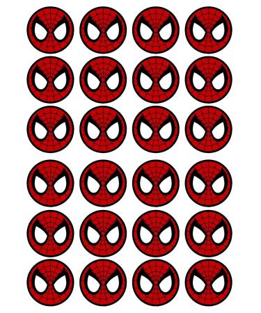 24 PRECUT Spiderman Theme Edible Cupcake Toppers - Premium Thickness SWEETENED Vanilla - Wafer Card disc Cake Decorations