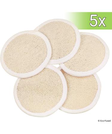 Natural Loofah Pads (Pack of 5) - Exfoliating Scrub Sponges for Shower/Bath - Essential Skin Care Product - Fibrous Texture - Face/Body Wash - Wet & Apply Soap - Buy Online on SooperMarket.com