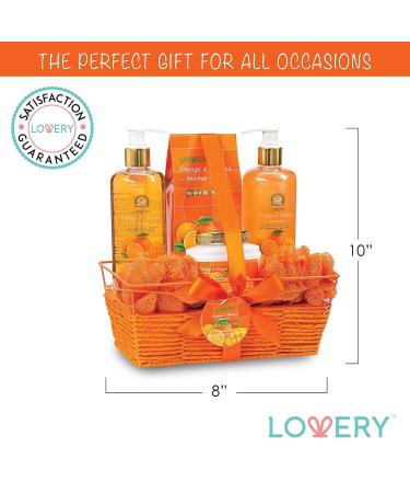 Home Spa Gift Basket - 7pc Orange & Mango Bath & Body Set for Men & Women | Shower Gel Bubble Bath Lotion & More - Buy Online on SooperMarket.com