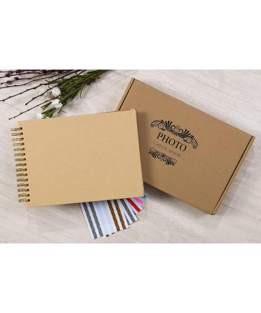 Potricher 12.2 x 8.5 Inch Hardcover Kraft Scrapbook Photo Album - 80 Pages - Wedding Anniversary Family Album (Brown) - Buy Online on SooperMarket.com