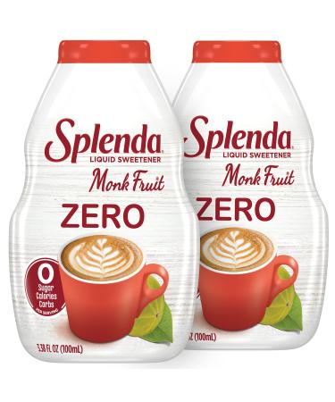 SPLENDA MONK FRUIT LIQUID, Zero Calorie Sweetener Drops, 3.38 Fl Oz Bottle (Pack of 2) 3.38 Fl Oz (Pack of 2)